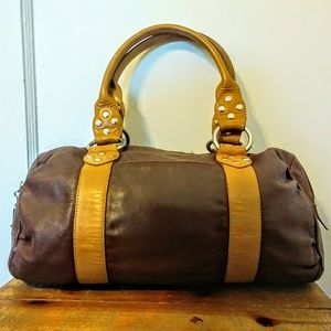 Comico Small Leather Bowling Bag Satchel